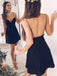 Sexy Backless Spaghetti Straps Black Short Homecoming Dresses Under 100, CM383