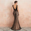 Sexy Backless V Neck Black Evening Prom Dresses, Evening Party Prom Dresses, 12132