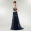 Sexy Backless V Neck Heavily Beaded Navy Long Evening Prom Dresses, Evening Party Prom Dresses, 12006
