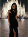 Sexy Black Mermaid High Slit Maxi Long Prom Dresses,Evening Dresses,12928