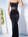 Sexy Black Mermaid Spaghetti Straps Cheap Long Prom Dresses,12754