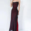 Sexy Black-Red High Slit Spaghetti Straps Cheap Maxi Long Prom Dresses,13035