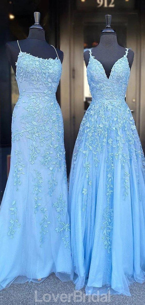 Sexy Blue Lace Beaded Cheap Evening Prom Dresses, Evening Party Prom Dresses, 12202