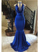 Sexy Blue Mermaid Halter Sleeveless Long Prom Dresses Online,12867