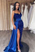 Sexy Blue Mermaid Sweetheart High Slit Cheap Long Prom Dresses,12820