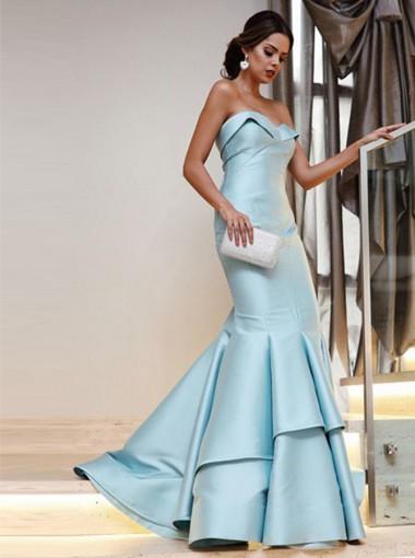 Sexy Blue Mermaid Sweetheart Long Party Prom Dresses, Cheap Dance Dresses,12354