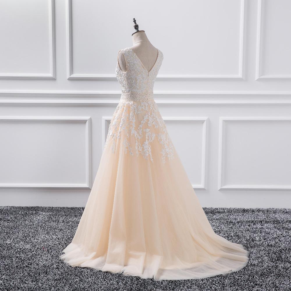 Sexy Deep V Neckline Brown A line Lace Long Evening Prom Dresses, Popular Cheap Long Party Prom Dresses, 17237