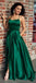 Sexy Emerald Green Halter Backless Side Slit Long Evening Prom Dresses, 17508