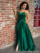 Sexy Emerald Green Halter Backless Side Slit Long Evening Prom Dresses, 17508