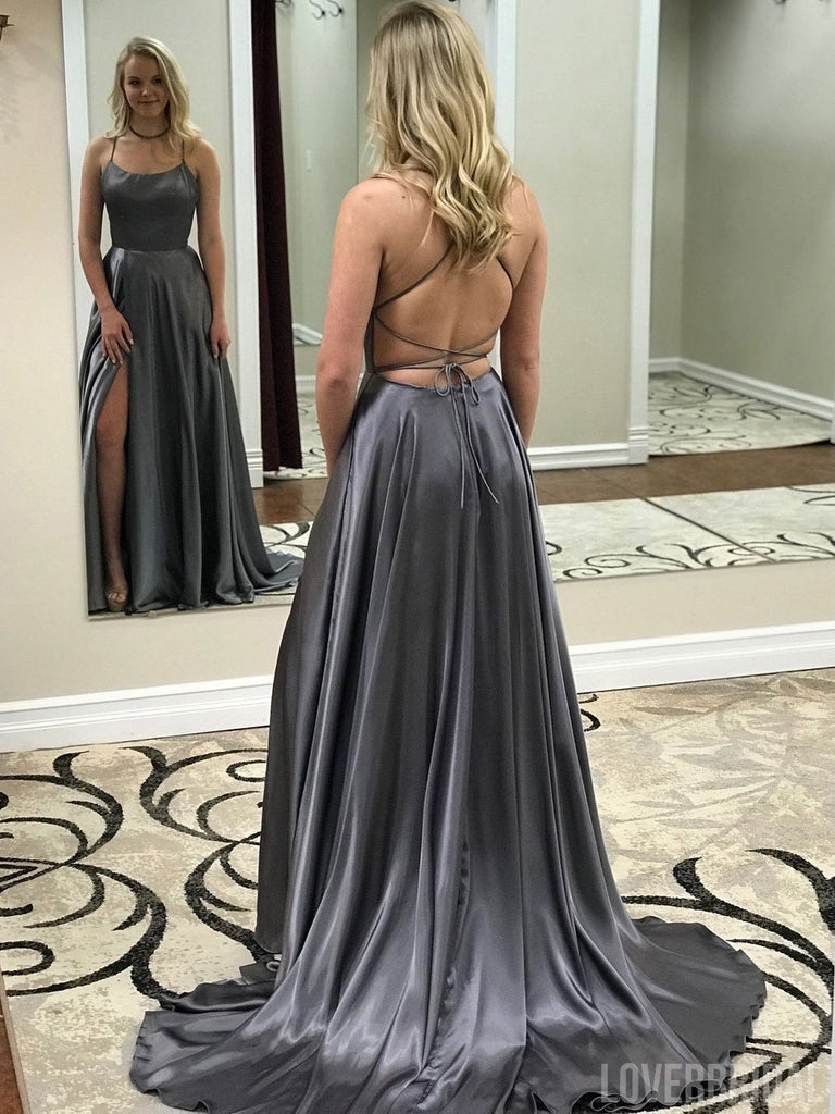 Sexy Emerald Green Halter Backless Side Slit Long Evening Prom Dresses, 17508