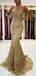 Sexy Gold Mermaid Spaghetti Straps Backless Cheap Long Prom Dresses Online,12492