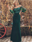 Sexy Green Mermaid Off Shoulder Long Sleeves Cheap Prom Dresses,12792