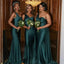 Sexy Green Mermaid One Shoulder Cheap Long Bridesmaid Dresses Online,WG1058