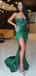 Sexy Green Mermaid Sweetheart High Slit Cheap Long Prom Dresses,12848