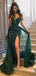 Sexy Green Sweetheart V-neck High Slit Long Prom Dresses Online,12378