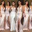 Sexy Halter Side Slit Mermaid Long Bridesmaid Dresses Online, WG305