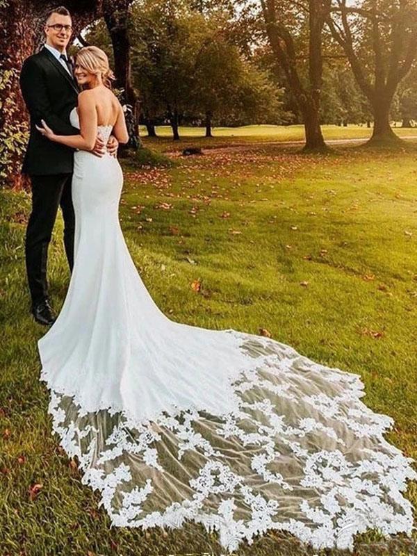 Sexy Lace Mermaid Cheap Wedding Dresses, Cheap Wedding Gown, WD707