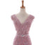 Sexy Lace Mermaid V Neckline Dusty Pink Long Evening Prom Dresses, Popular Cheap Long 2022 Party Prom Dresses, 17226