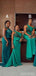 Sexy Mermaid Green One Shoulder Lace Applique Bridesmaid Dresses Gown, WG881