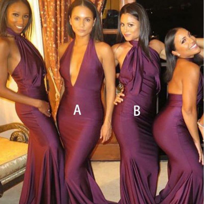 Sexy Mismatched Burgundy Mermaid Long Bridesmaid Dresses Online, WG299