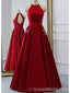 Sexy Open Back Bright Red Long Evening Prom Dresses, Cheap Custom Party Prom Dresses, 18595