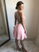 Sexy Open Back Halter Lace Pink Short Homecoming Dresses Online, CM637