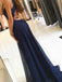 Sexy Open Back Halter Navy Long Evening Prom Dresses, Cheap Sweet 16 Dresses, 18309