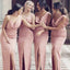 Sexy Pink Mermaid Side Slit Long Bridesmaid Dresses Online, WG301