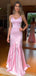 Sexy Pink Mermaid Spaghetti Straps V-neck Long Prom Dresses Online,12870