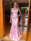 Sexy Pink Mermaid Spaghetti Straps V-neck Long Prom Dresses Online,12870