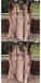 Sexy Pink Sheath V-neck Cheap Maxi Long Bridesmaid Dresses,WG1498