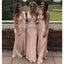 Sexy Pink Sheath V-neck Cheap Maxi Long Bridesmaid Dresses,WG1498