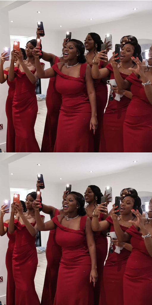 Sexy Red Mermaid Cheap Long Bridesmaid DressesWG1451