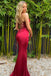 Sexy Red Mermaid Spaghetti Straps Cheap Maxi Long Prom Dresses,13062