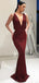 Sexy Red Mermaid V-neck Maxi Long Prom Dresses,Evening Dresses,12938