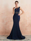 Sexy Scoop Backless Navy Beaded Long Evening Prom Dresses, Evening Party Prom Dresses, 12131