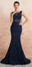 Sexy Scoop Backless Navy Beaded Long Evening Prom Dresses, Evening Party Prom Dresses, 12131