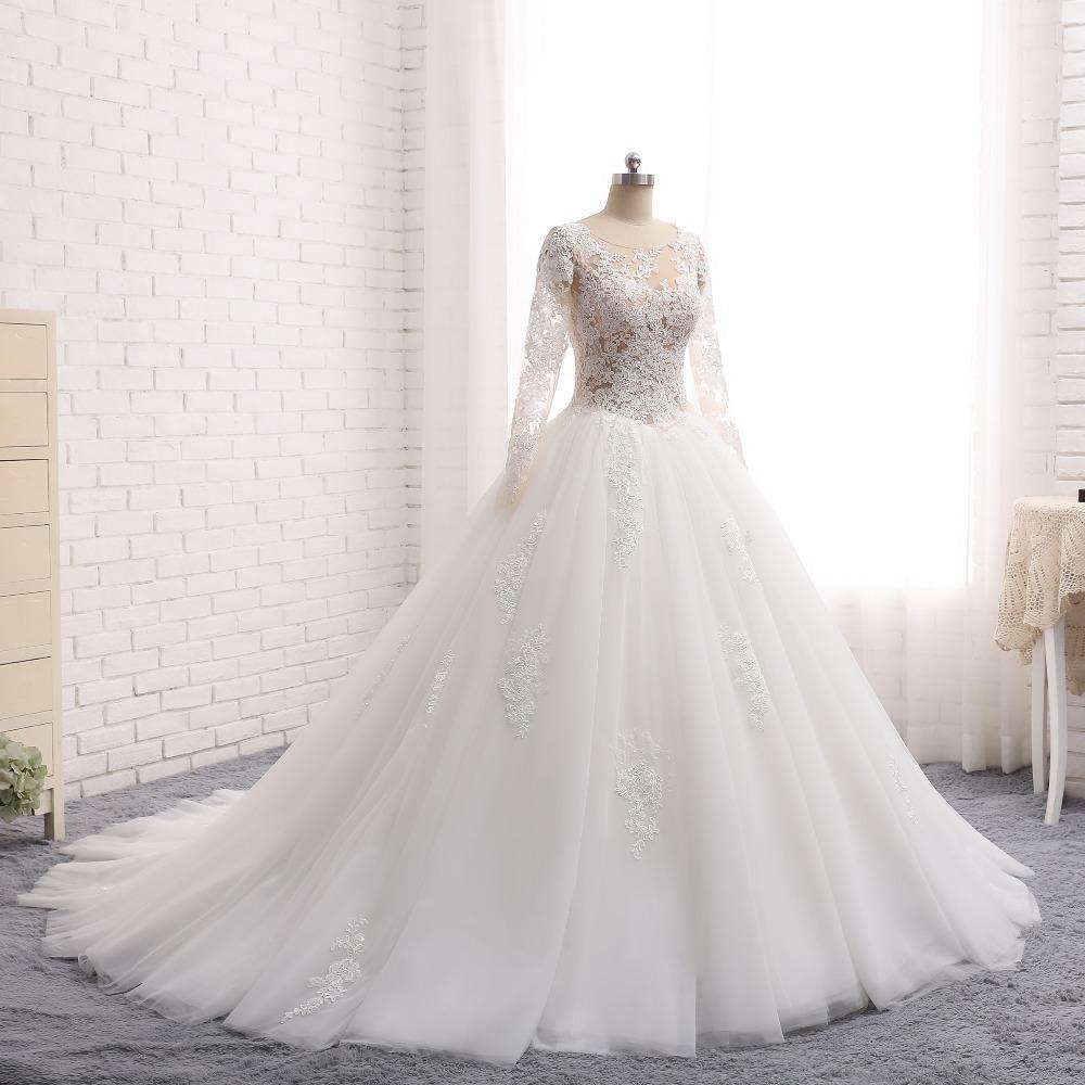 Sexy See Through Long Sleeve Aline Lace Wedding Bridal Dresses, Custom Made Wedding Dresses, Affordable Wedding Bridal Gowns, WD239