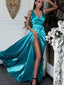 Sexy Side Slit V Neck Mermaid Long Evening Prom Dresses, Cheap Sweet 16 Dresses, 18322