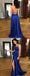 Sexy Simple Design Backless Side Slit Red Long Custom Evening Prom Dresses, 17399