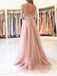 Sexy Split Blush Pink Long Sleeve Lace Evening Prom Dresses, Sexy Party Prom Dresses, Custom Long Prom Dresses, Cheap Formal Prom Dresses, 17141