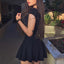 Sexy Two Pieces Black Cap Sleeve Cheap Homecoming Dresses 2018, CM430