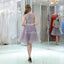Sexy Two Pieces Grey Lace Cheap Homecoming Dresses Online, Cheap Short Prom Dresses, CM802