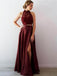 Sexy Two Pieces Halter Maroon Long Evening Prom Dresses, Cheap Sweet 16 Dresses, 18370