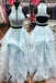 Sexy Two Pieces High Neck Pale Blue A line Long Evening Prom Dresses, 17532