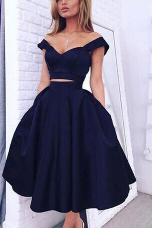 Sexy Two Pieces Navy Short Cheap Homecoming Dresses Under 100, CM393