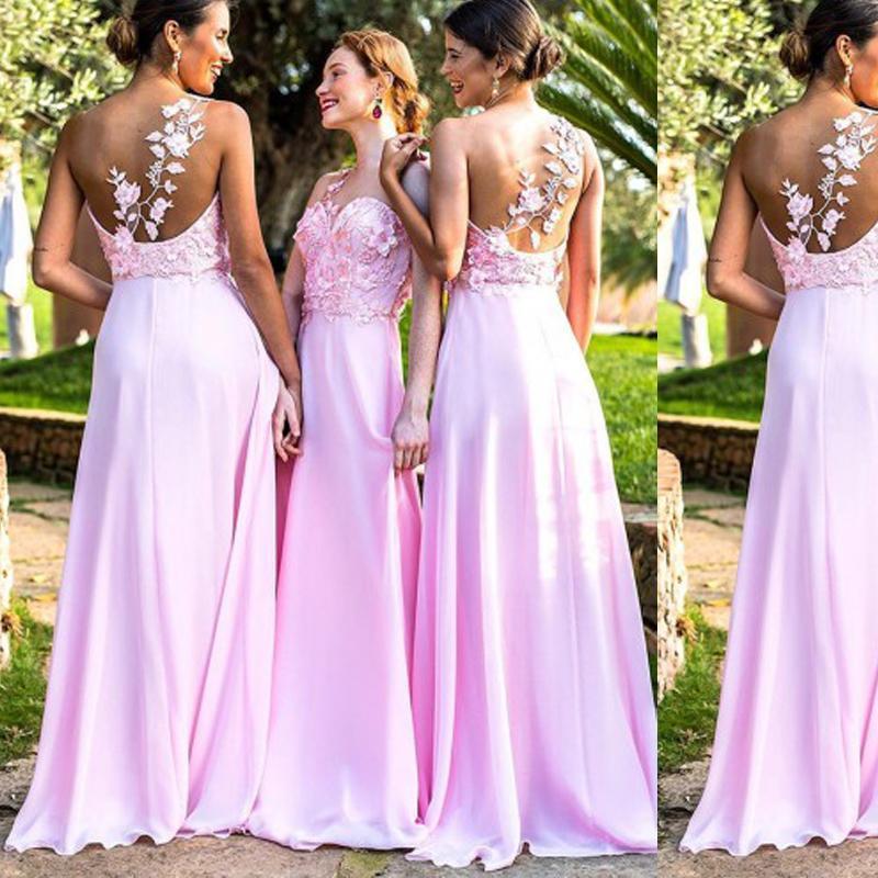 Sexy Unique One Shoulder Pink Long Cheap Bridesmaid Dresses Online, WG323