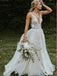 Sexy V-Neck Lace A-line Cheap Wedding Dresses Online, Cheap Bridal Dresses, WD616