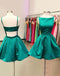 Short Cheap Open Back Emerald Green Homecoming Dresses, CM448