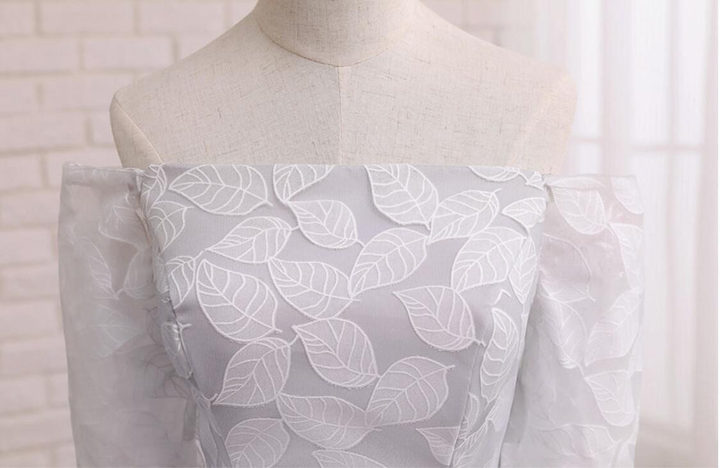 Short Sleeve Gray Leaf Lace Cute Homecoming Prom Dresses, Affordable Short Party Prom Sweet 16 Dresses, Perfect Homecoming Cocktail Dresses, CM339